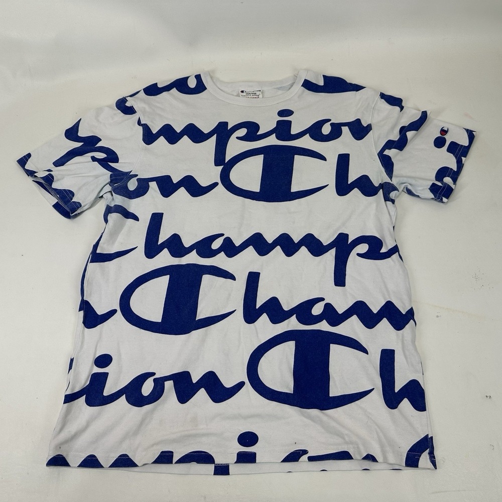 Champion Shirt Mens L Heritage White All Over Print Vintage Hip Hop